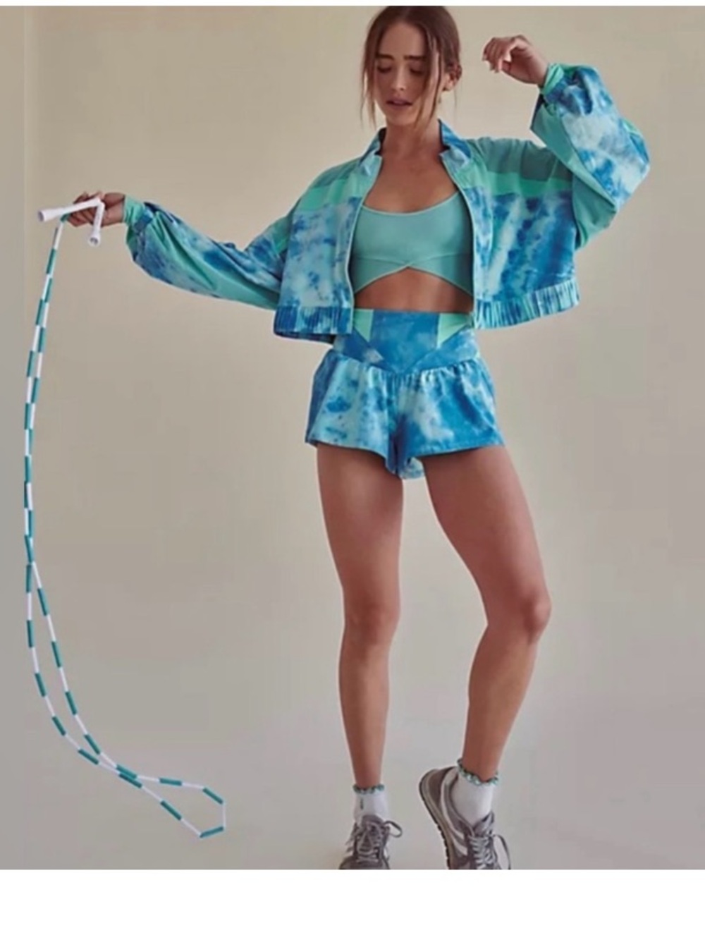 Free People Movement Eternal Sunrise Blue Tie Dye Cropped Jacket Size M